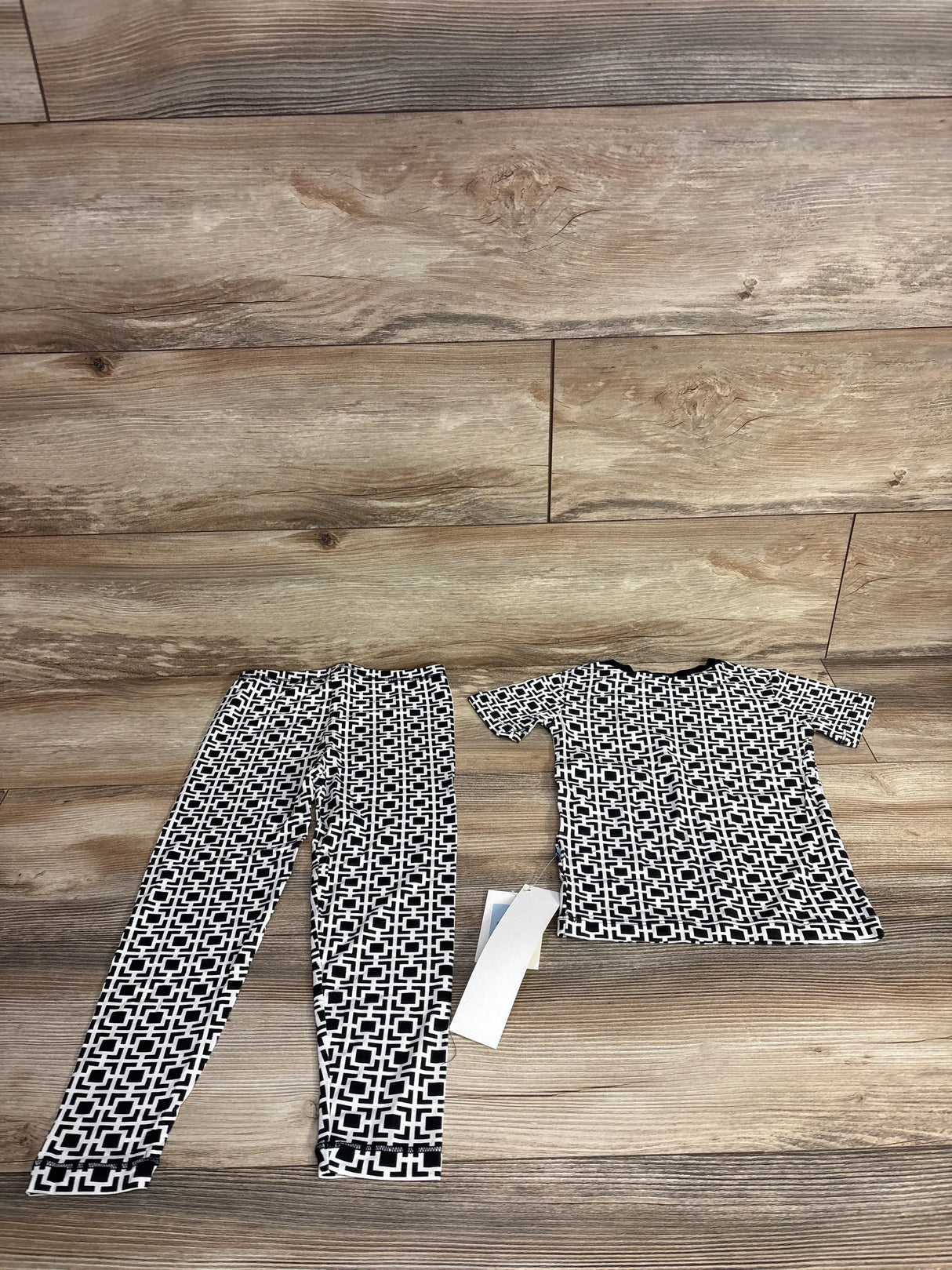 NEW Kickee Kids Bamboo Short Sleeve 2pc Pajama Set - Midnight Box Lattice sz 5T