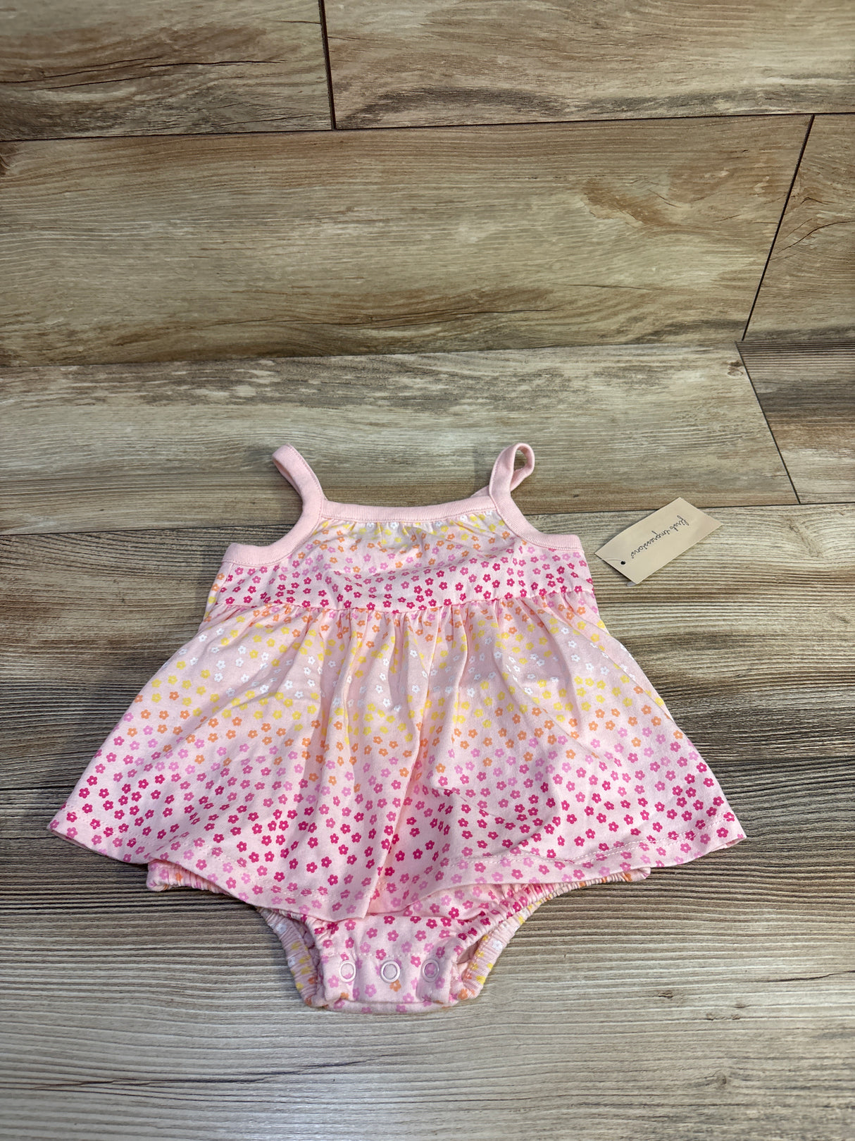 NEW First Impressions Floral Sleeveless Bodysuit Dress Pink sz 6-9m