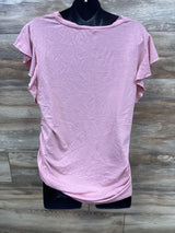 Ruched V-Neck Maternity Shirt Pink sz XL