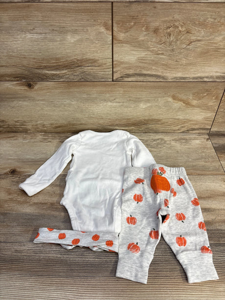 Child Of Mine 3pc Newest Pumpkin Bodysuit + Pants + Headband White sz 0-3m - Me n Mommy To Be