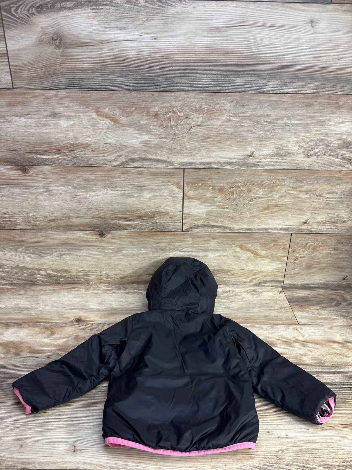 Okie Dokie Reversible Puffer Coat Pink Leopard/Black Coat sz 24m