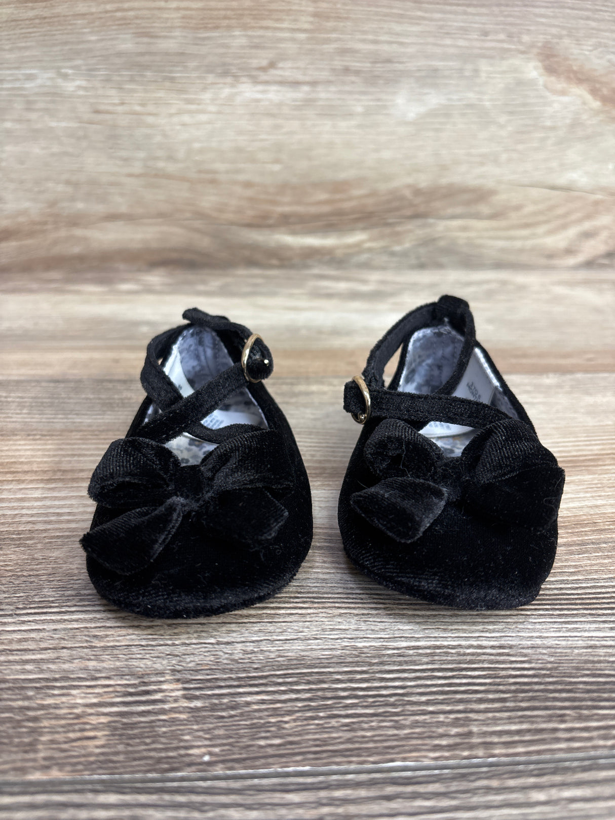 Janie & Jack Velvet Bow Soft Sole Ballet Flats Black sz 2/3c