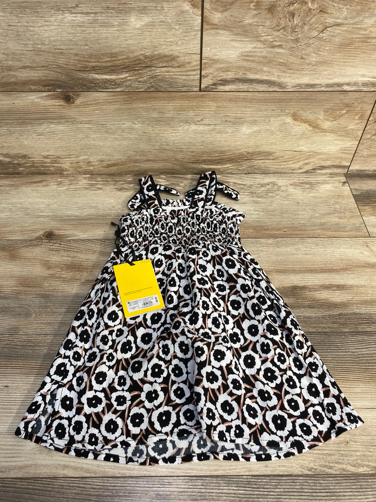 NEW Diane Von Furstenberg Smocked Floral Dress Black sz 18m