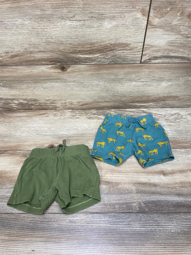 Amazon Essentials 2Pk Blue/Green Cotton Shorts sz 6m - Me 'n Mommy To Be