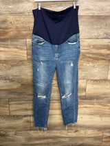 Pinkblush Maternity Full Panel Distressed Jeans Blue sz Large (31)