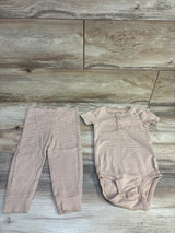 Carter's 2pc Striped Henley Bodysuit & Pants Set Tan sz 24m