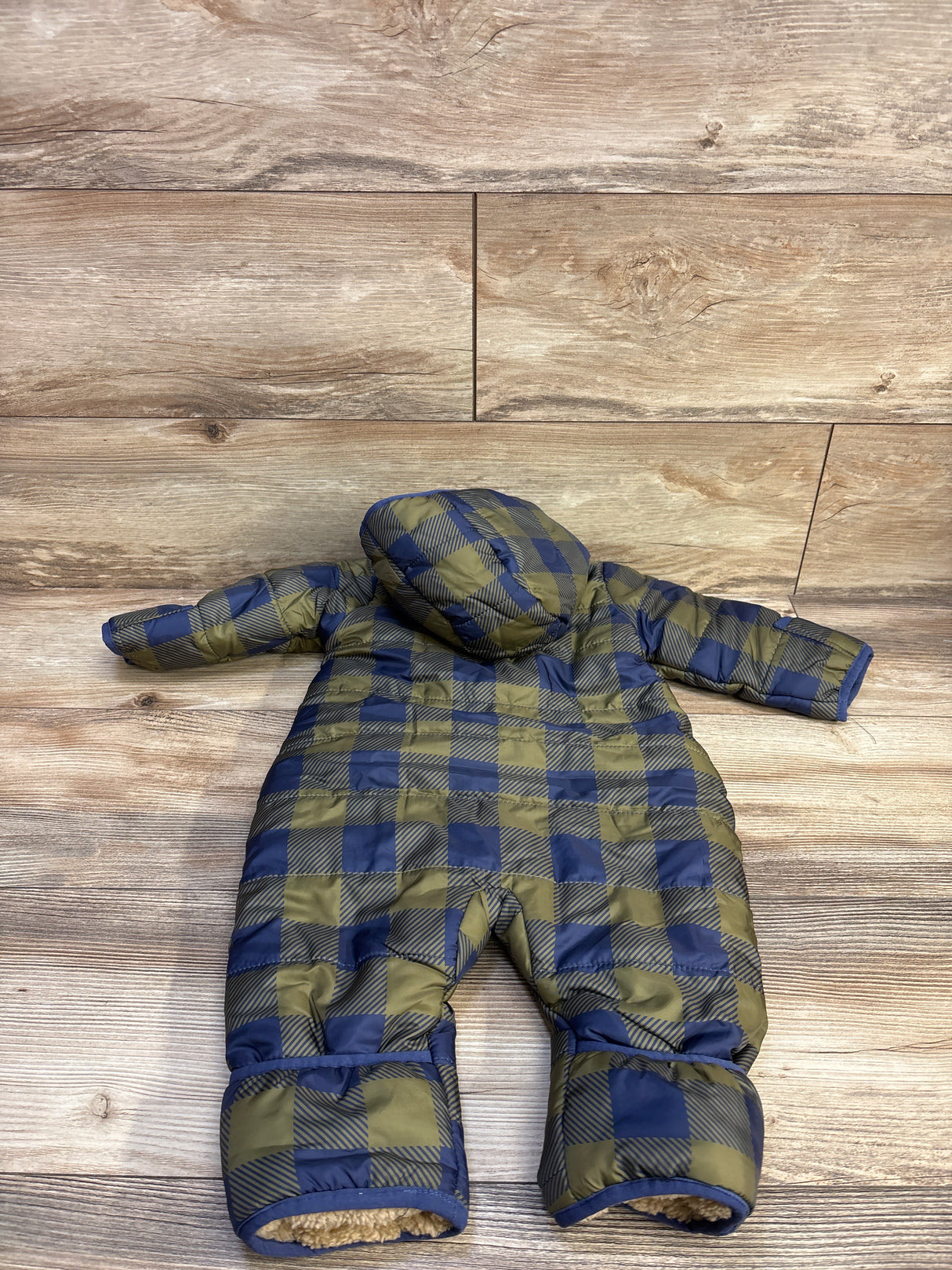 Eddie Bauer Fur Lined Hooded Snowsuit Green sz 3-6m