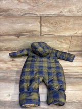 Eddie Bauer Fur Lined Hooded Snowsuit Green sz 3-6m