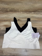 NEW Auden 2pk Unlined V-Neck Nursing Bralette - Black/White sz Large