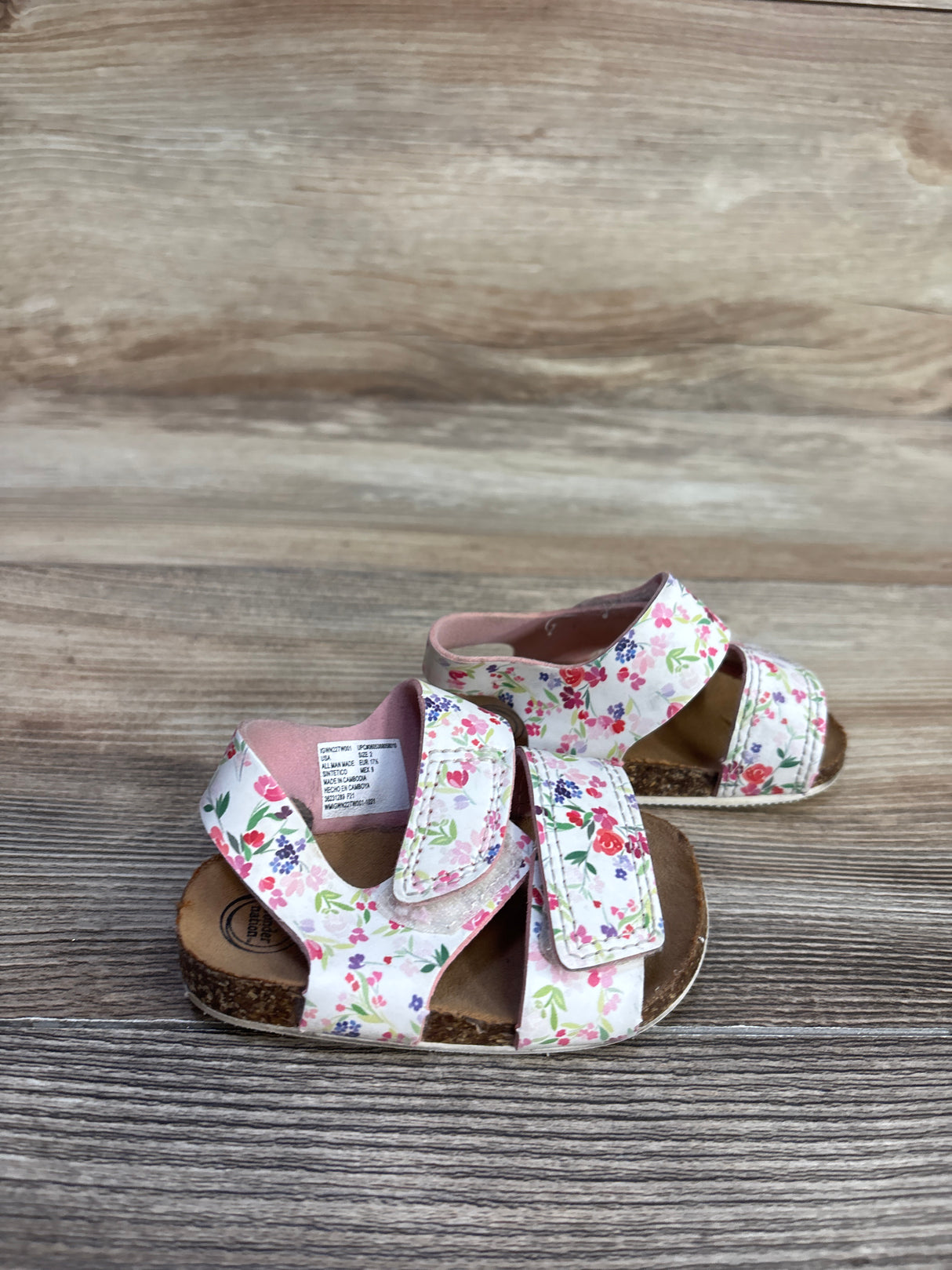 Wonder Nation Floral Sandals White sz 2c