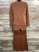 Shein Maternity 2pc Cable Knit Shirt & Pants Brown sz Large