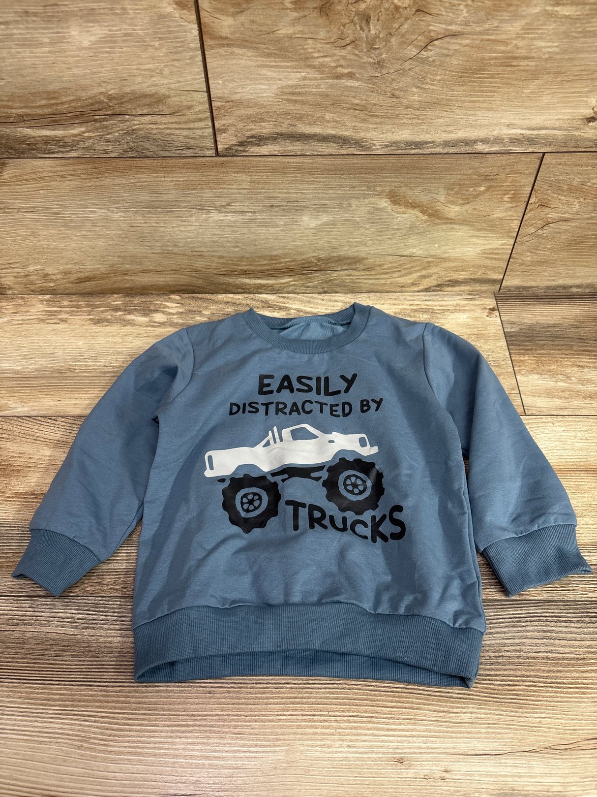 Argulvti Easily Distracted By Trucks Pullover Sweatshirt Blue sz 2-3T