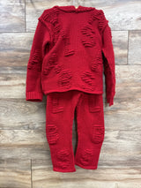 Valabasas Play 2pc Oversized Knit Sweater & Joggers Set Red sz 3-4T