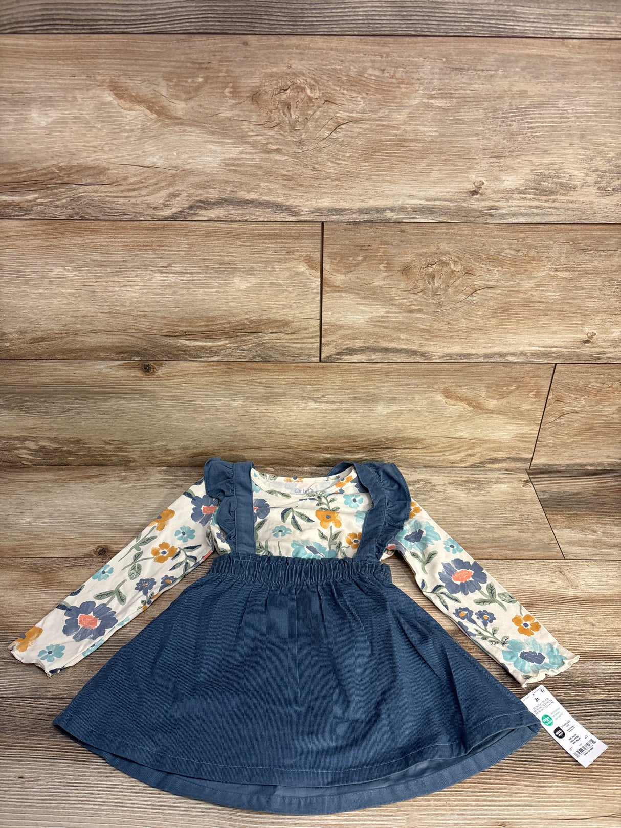 NEW Carter's 2pc Cord Skirtall & Floral Shirt Set Cream sz 2T