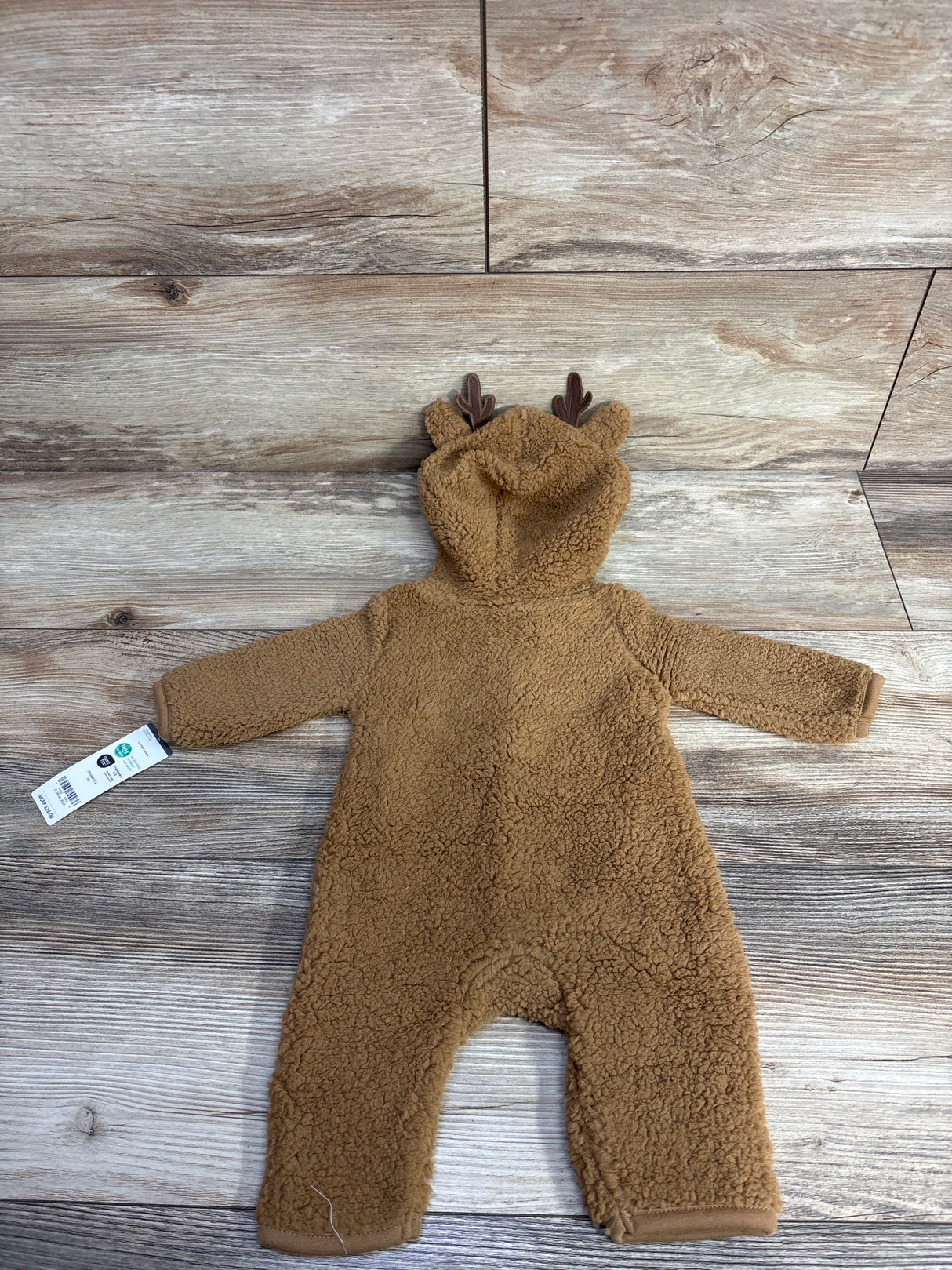 NEW Carter's Baby Reindeer Hooded Sherpa Jumpsuit Brown sz Newborn