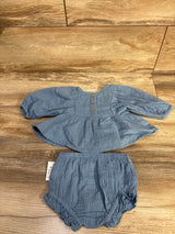 NWOT Cloud Island 2pc Gauze Top & Bloomer Set Blue sz 0-3m