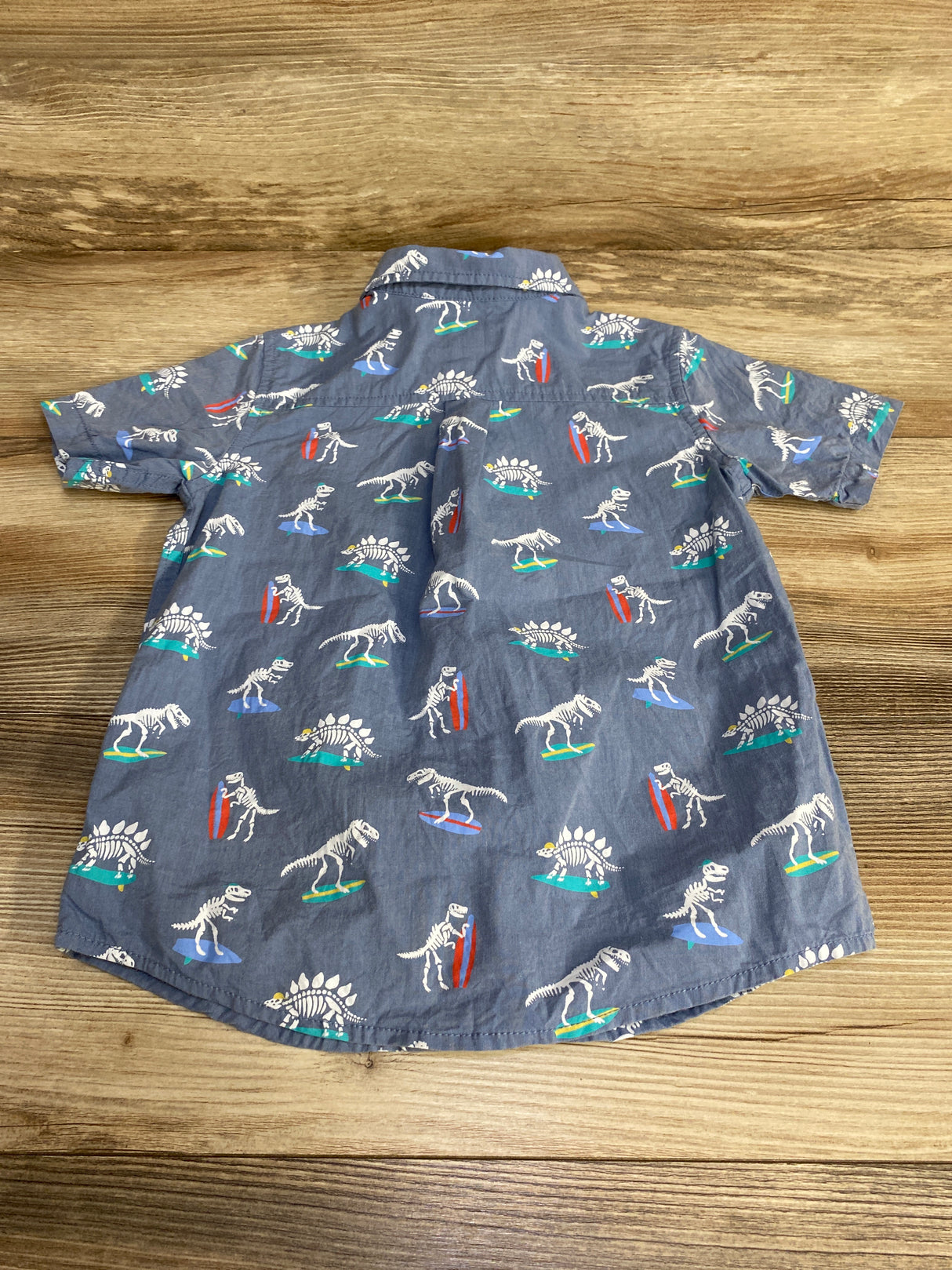 Children's Place Dino Button Up Shirt Blue sz 4T