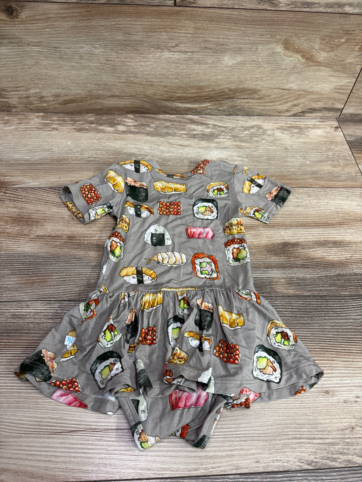 Posh P. Bamboo Sushi Twirl Skirt Bodysuit Dress Grey sz 6-12m