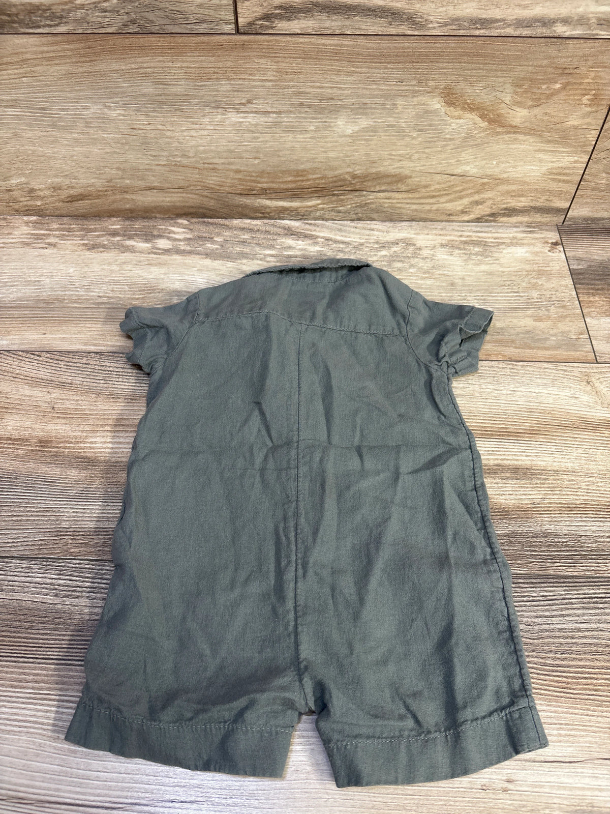 Little Planet Linen Blend Polo Shortie Romper Green sz 6m