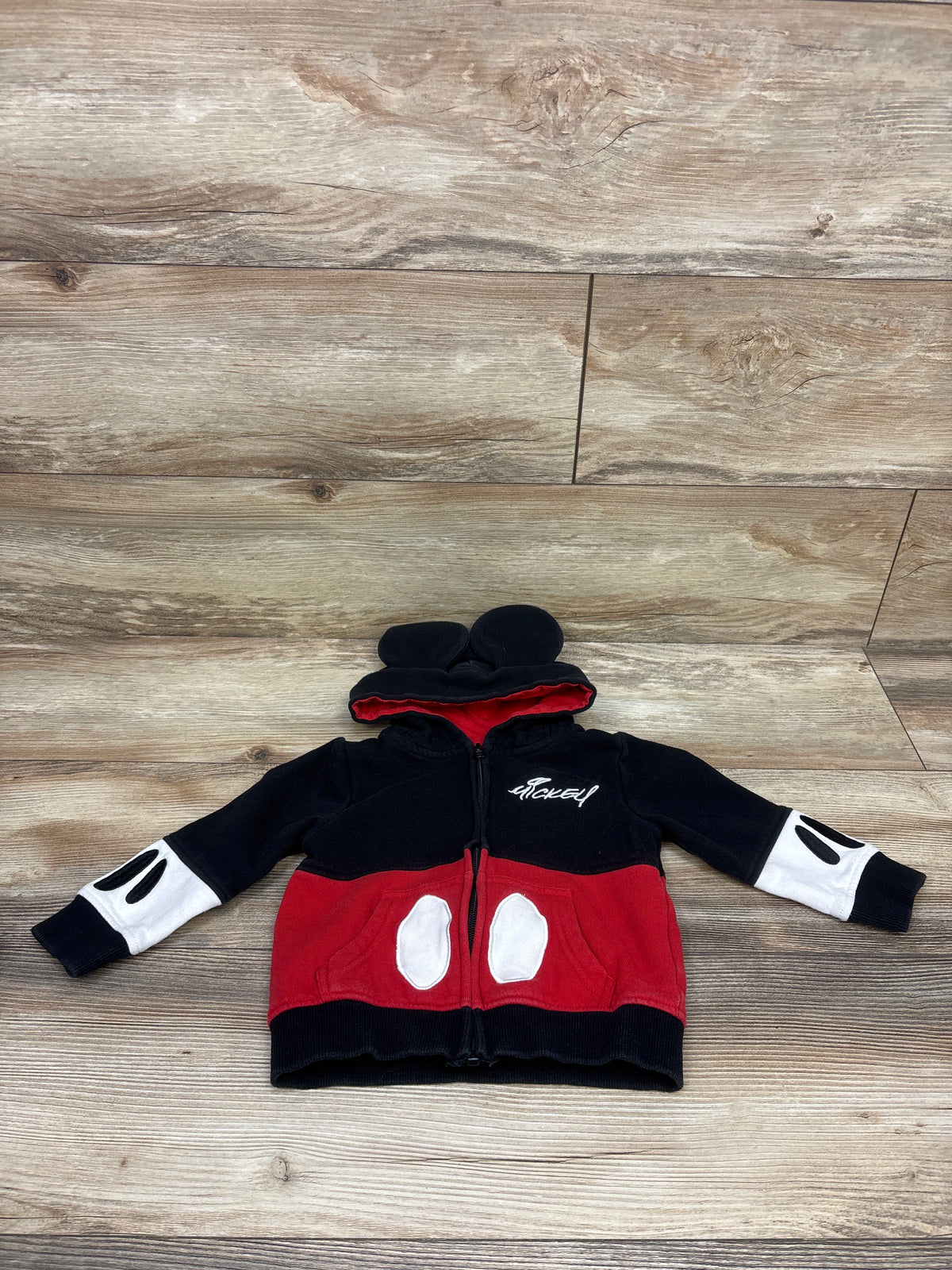 Disney Store Mickey Mouse Zip-Up Hoodie Black sz 2T