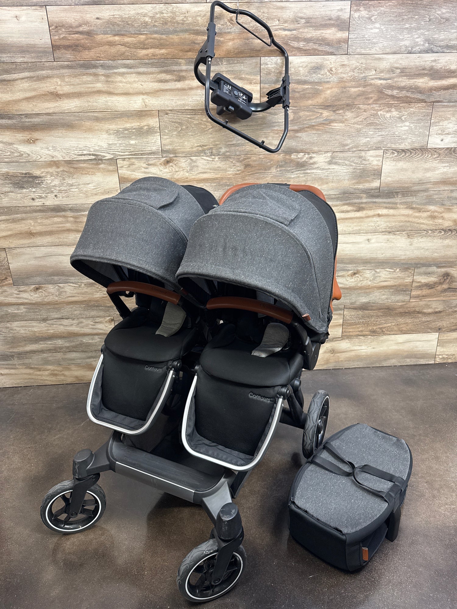 Contours Element Single to Double Stroller + Second Reversible Seat, Black