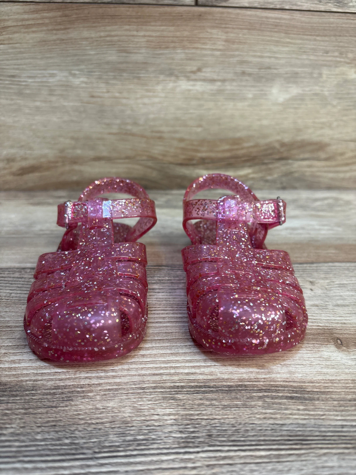 OshKosh Jelly Fisherman Sandals Glittery Pink sz 6c