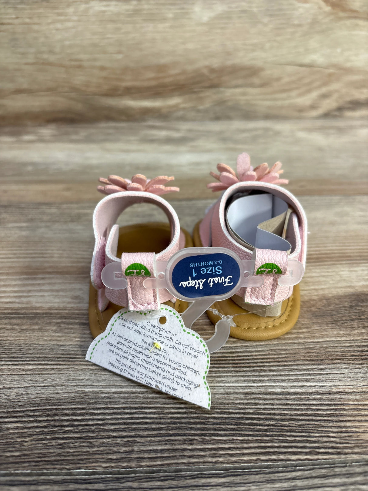 NEW First Steps Pink Leather Flower Sandals sz 1c - Me n Mommy To Be
