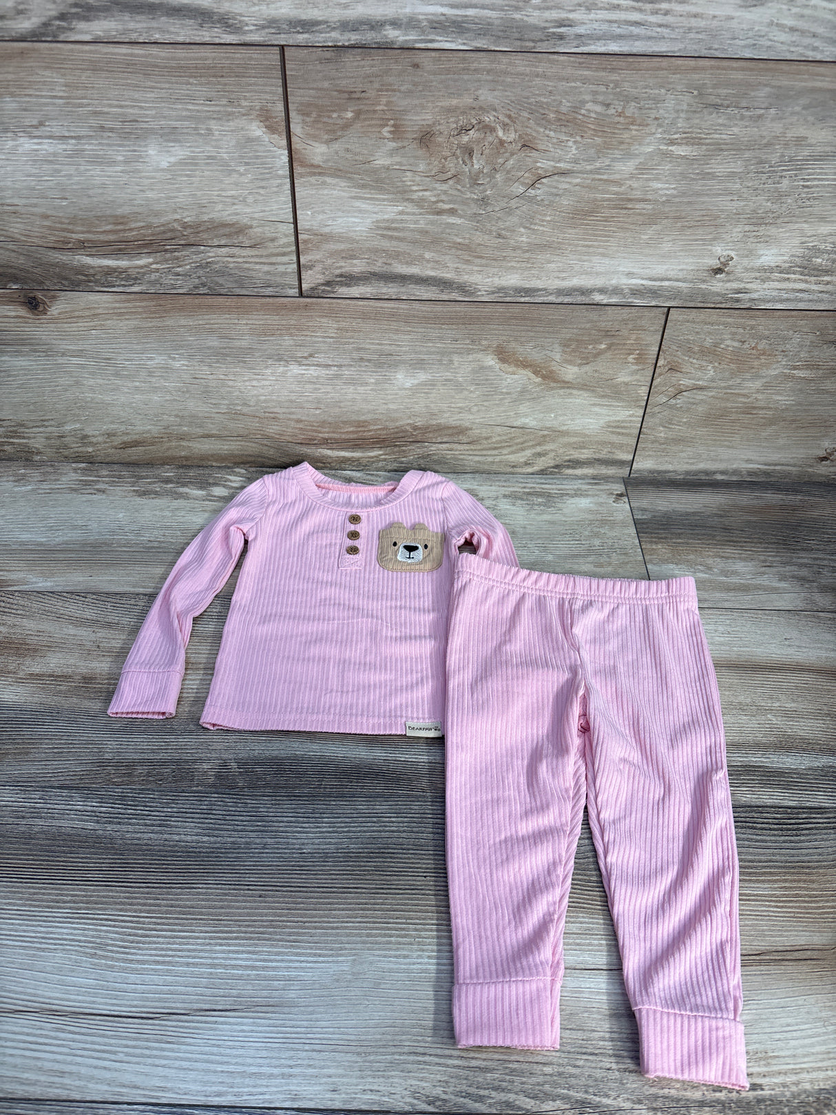Bearpaw 2pc Ribbed Henley Pajama Set Pink sz 12m