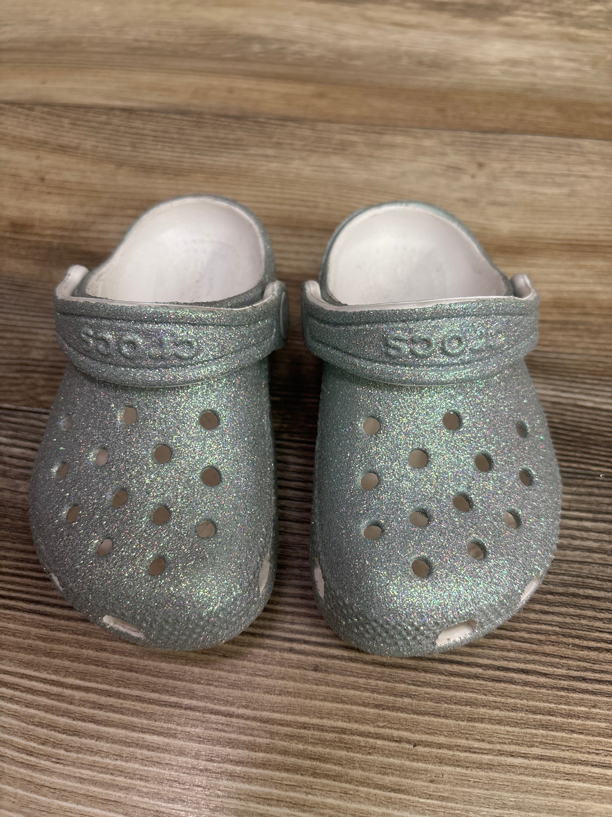 Crocs Classic Clogs Glitter Silver sz 8c