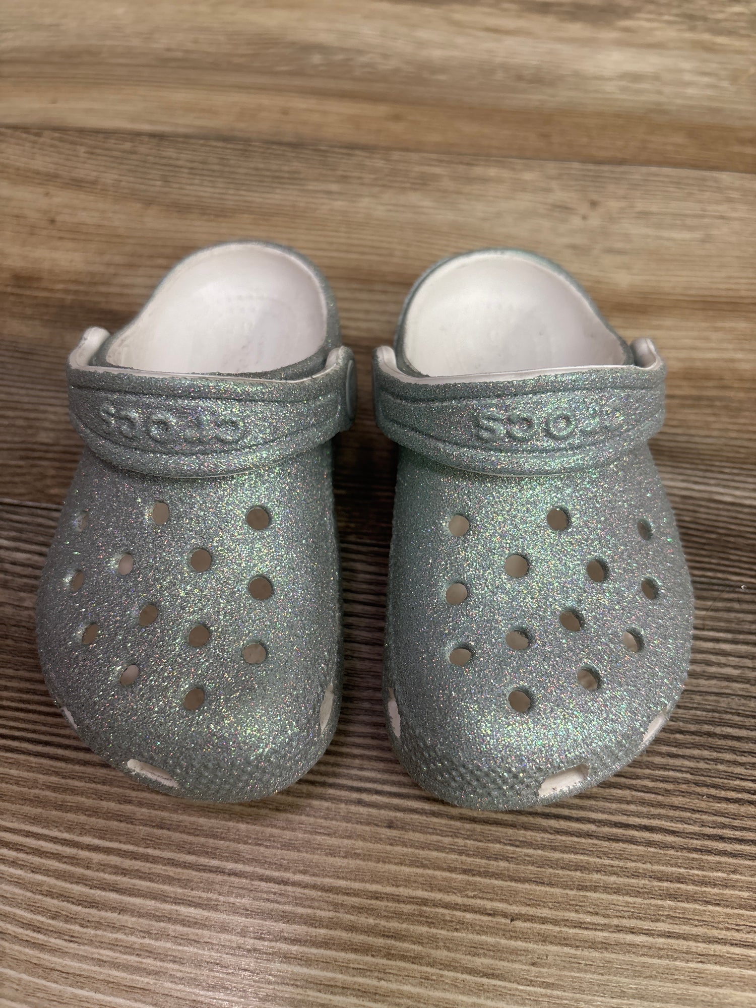 Crocs Classic Clogs Glitter Silver sz 8c