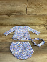 Just One You 3pc Floral Kimono Set Blue sz 6m
