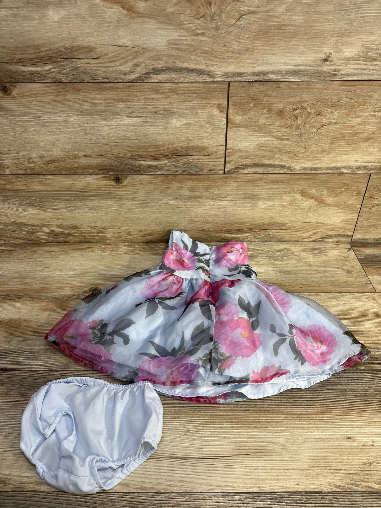 Pippa & Julie 2pc Floral Dress & Bloomers Blue sz 12m