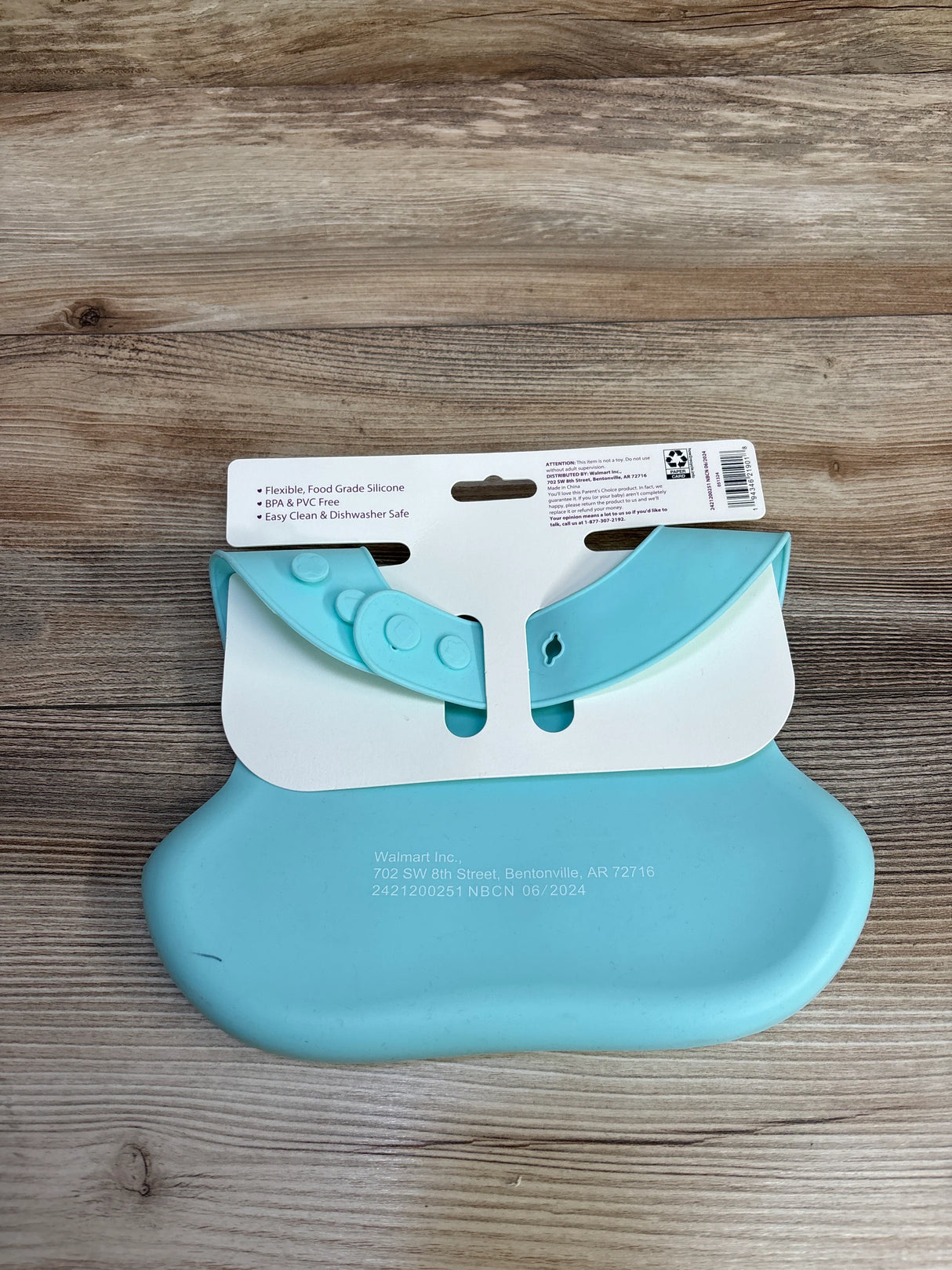 NEW Parent's Choice Silicone Bib, Blue Bat