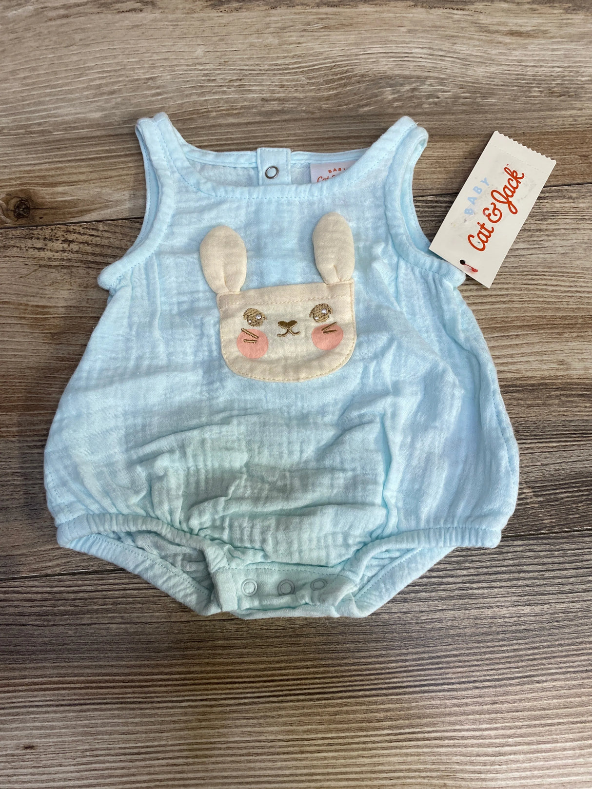 NEW Cat & Jack Gauze Bunny Romper Blue sz Newborn