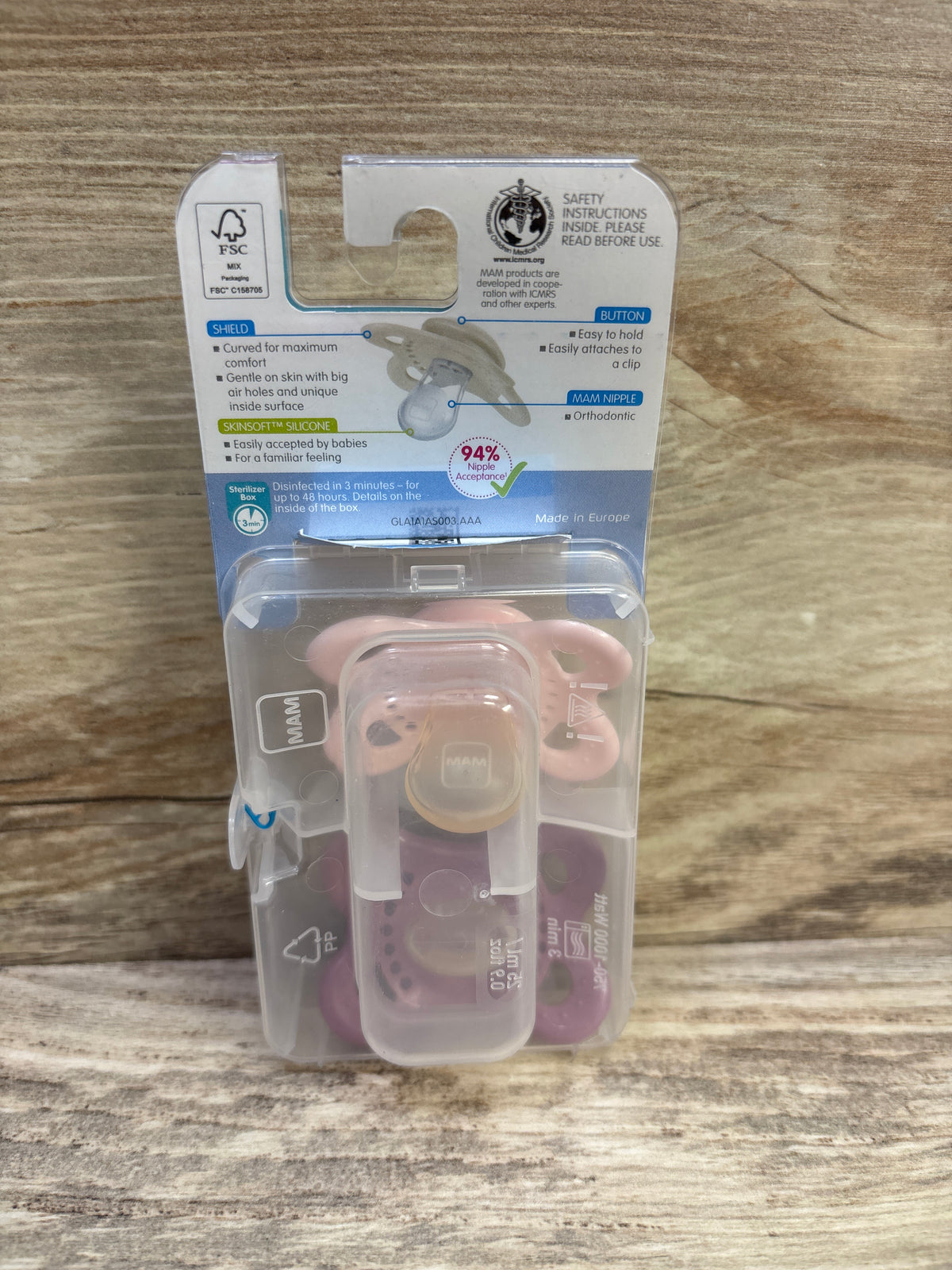 NEW MAM Original Matte Collection 2pk Pacifiers, Pink 0-6m