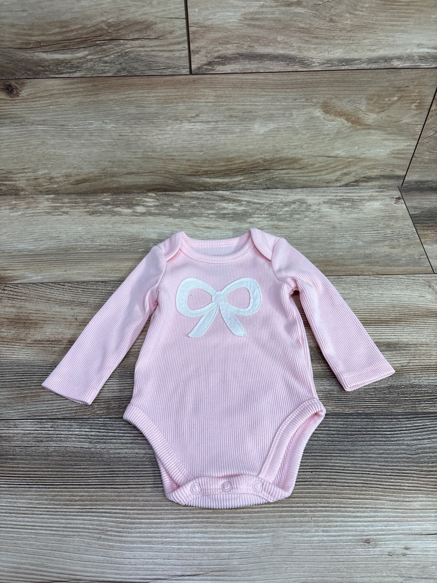 First Impressions Ribbed Long Sleeve Bodysuit Pink sz 0-3m