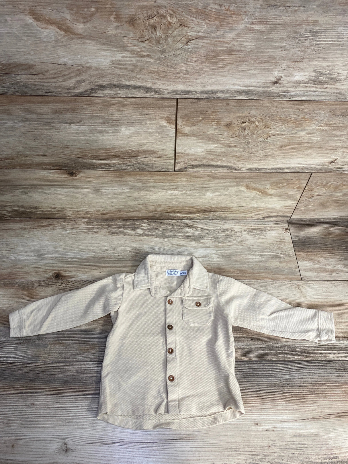 Dirkje Button Up Long Sleeve Shirt Tan sz 18m