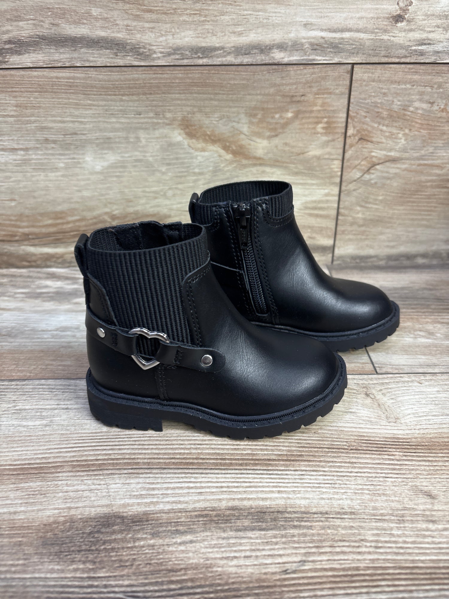 Old Navy Faux Leather Zip Up Moto Boots Black sz 6c