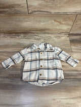 Old Navy Plaid Button Up Shirt Cream sz 3-6m