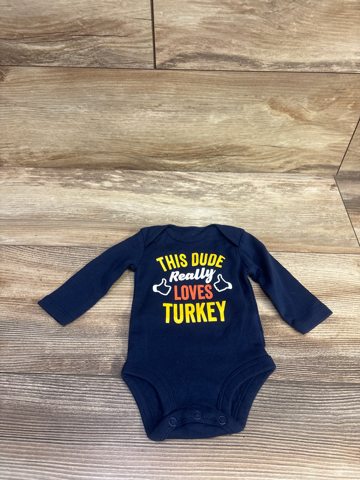 Carter's This Dude Really Loves Turkey Bodysuit Navy sz Newborn