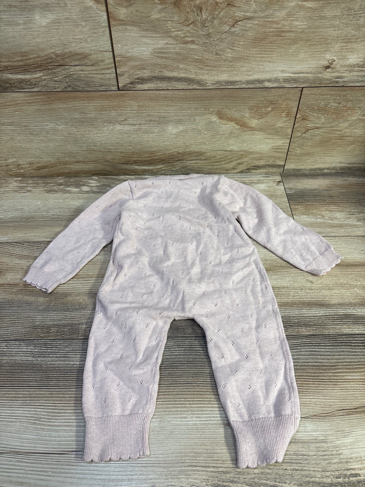 Jamie Kay Pointelle Knit Button-Up Coverall Pink sz 6-12m