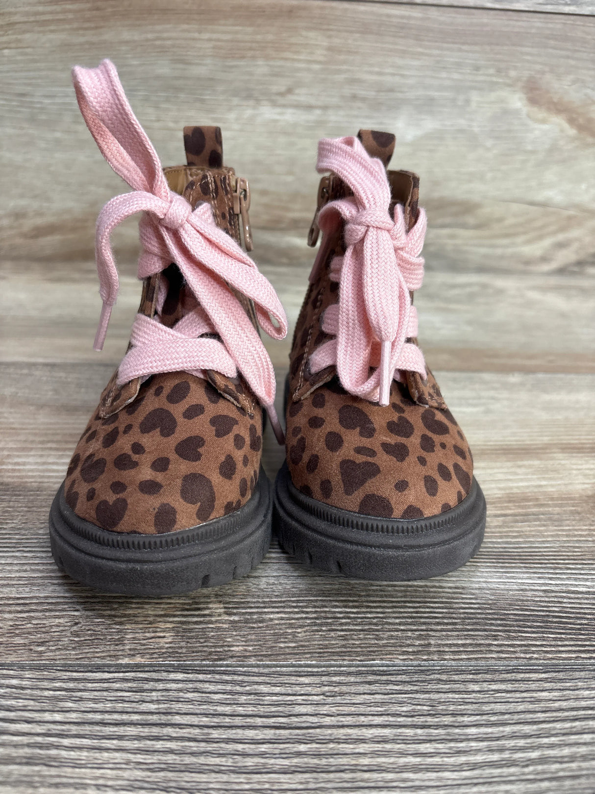 Cat & Jack Amaya Lace-Up Combat Boots Leopard Print sz 5c