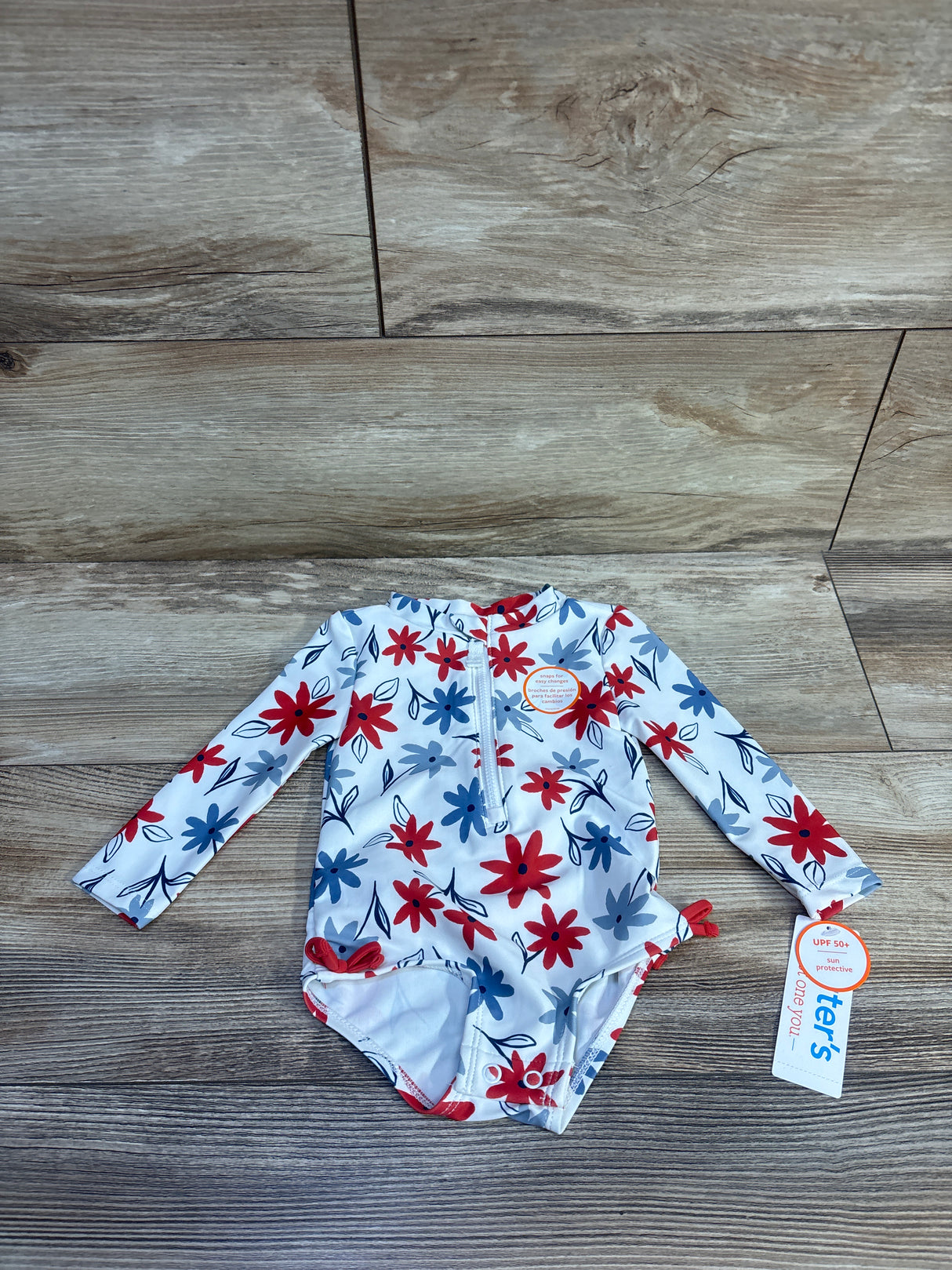 NEW Just One You 1pc Floral Rash Guard Swimsuit White sz 6m