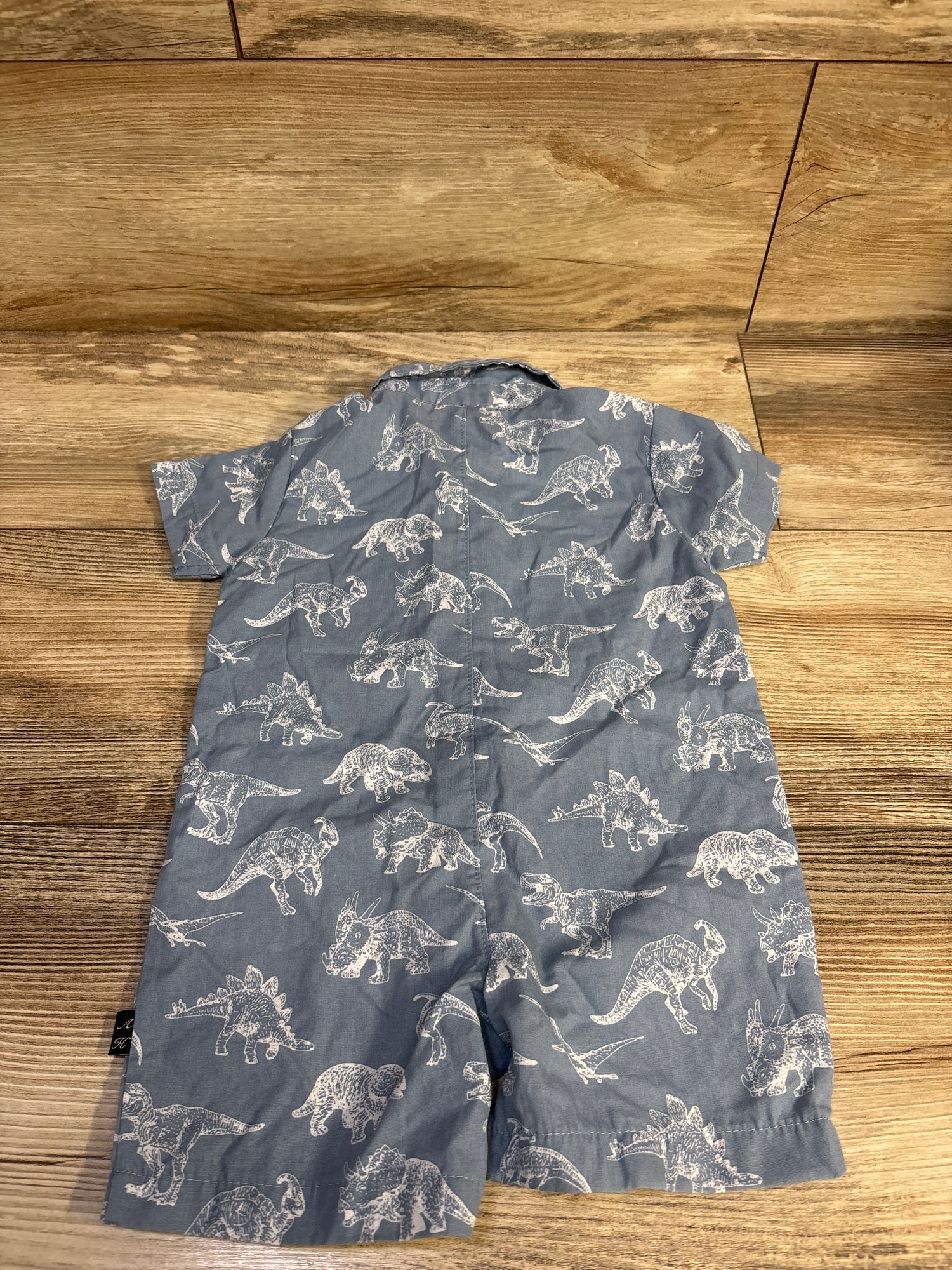 American Hawk Dinosaur Polo Romper Blue sz 12m