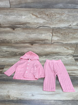 Shein 2pc Cable Hooded Cardigan & Pants Pink sz 6-9m