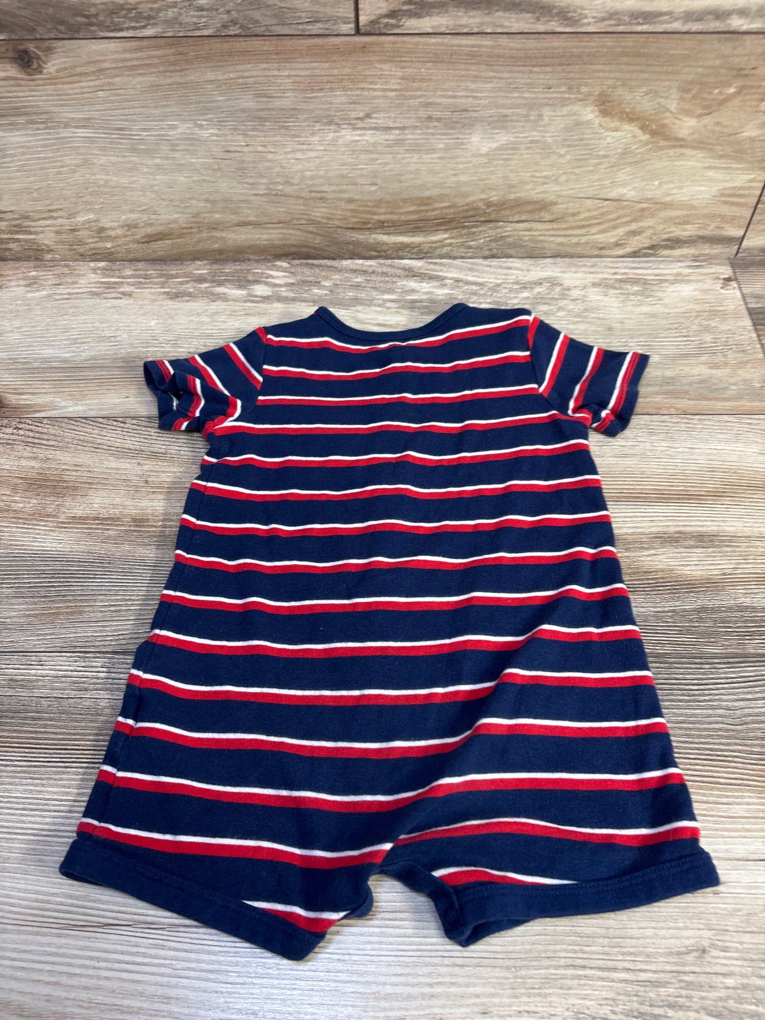 Simple Joys Striped Button-Front Shortie Romper Blue sz 24m