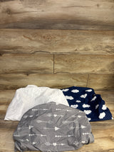 Biloban 3pk Fitted Bassinet Sheets White/Navy 21''x35''