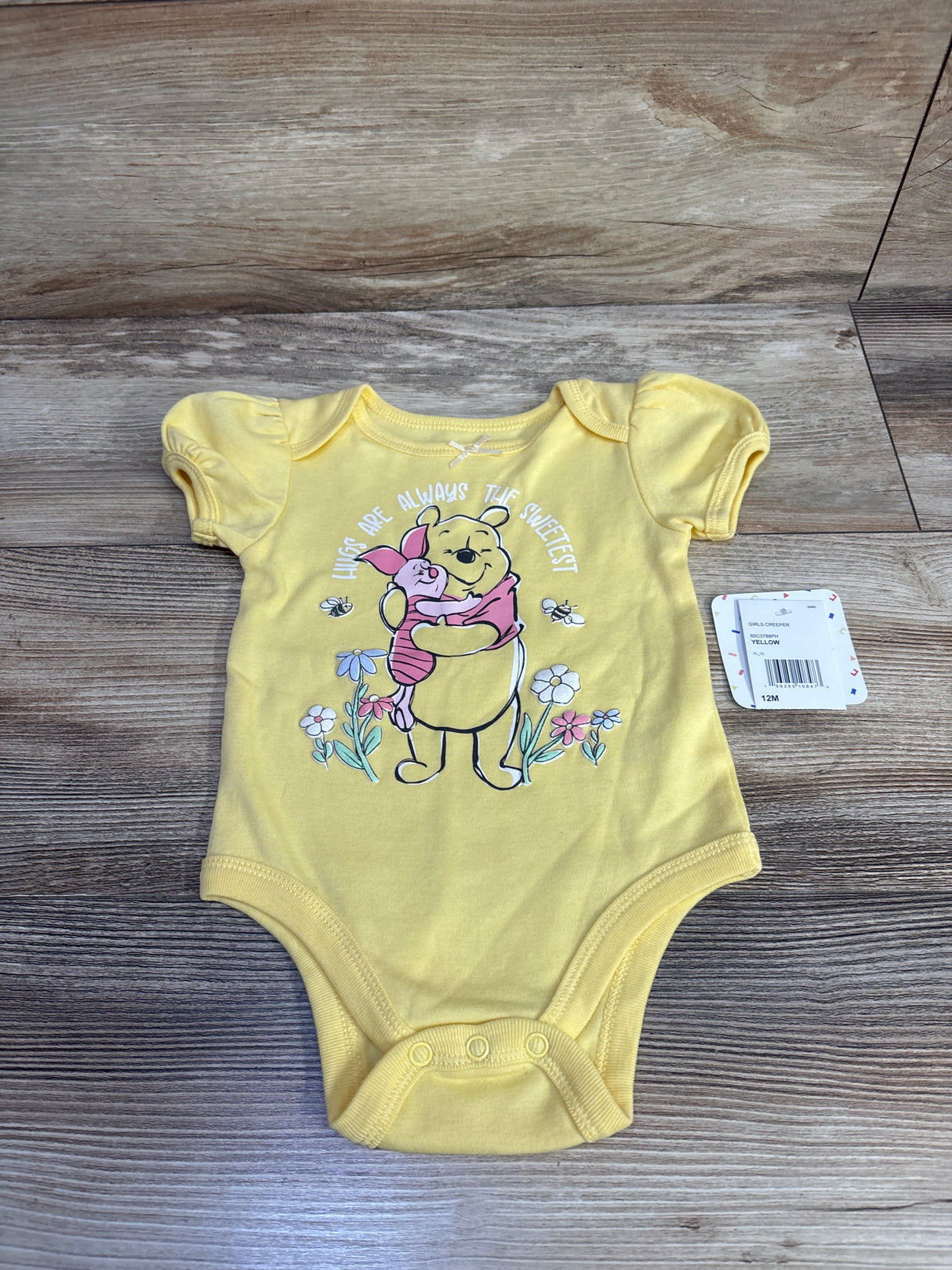 NEW Disney Baby Winnie The Pooh Bodysuit Yellow sz 12m