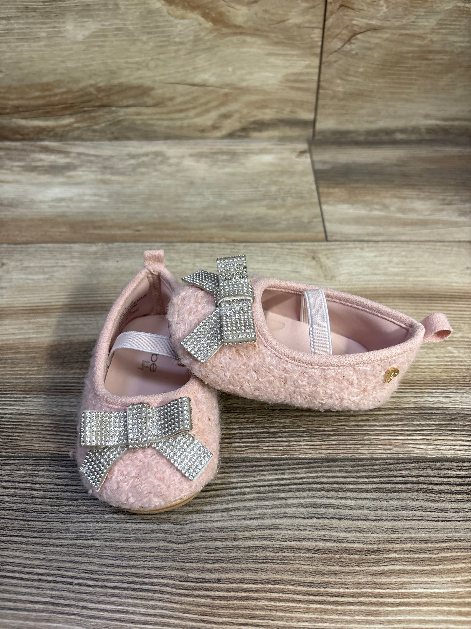Bebe Fuzzy Bow Ballet Flats Pink sz 4c