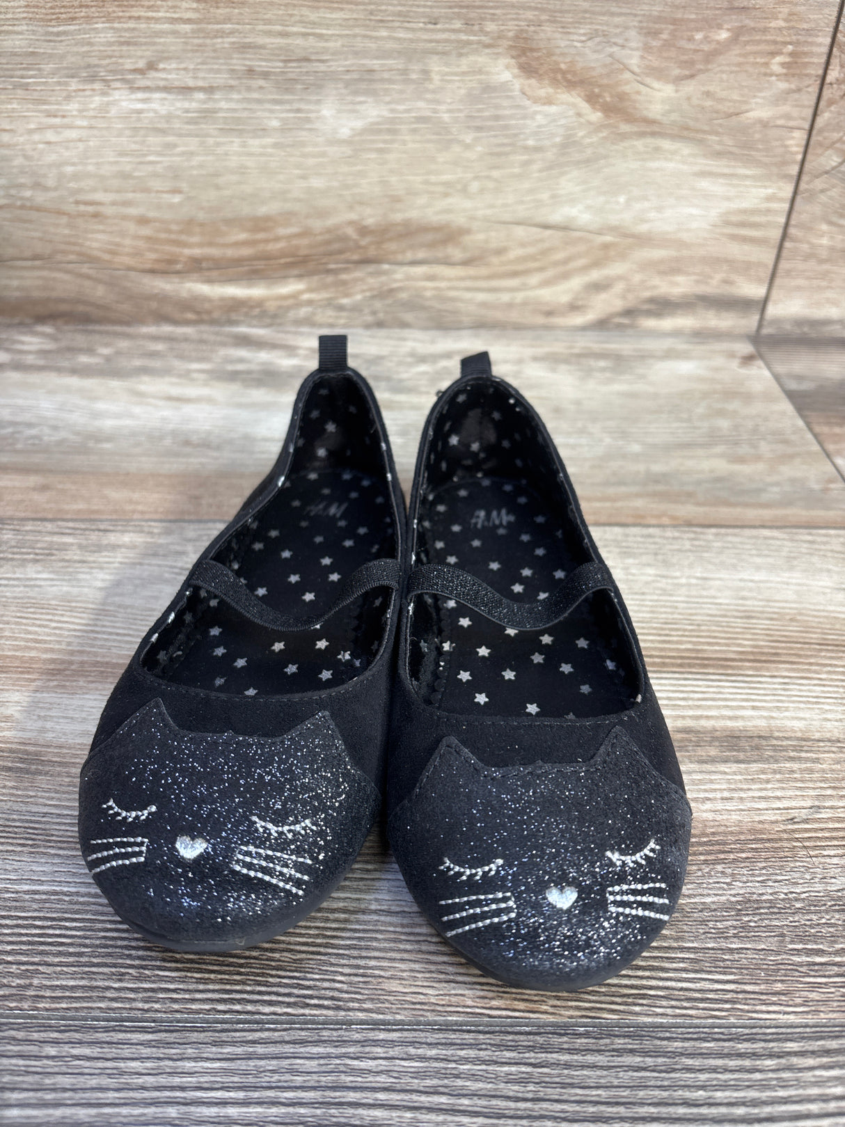 H&M Glittery Cat Ballet Flats Black sz 13c